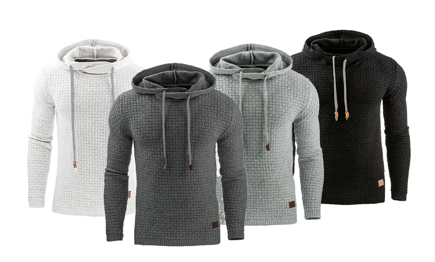 Image 1: Men's Slim-Fit Textured Hoodie