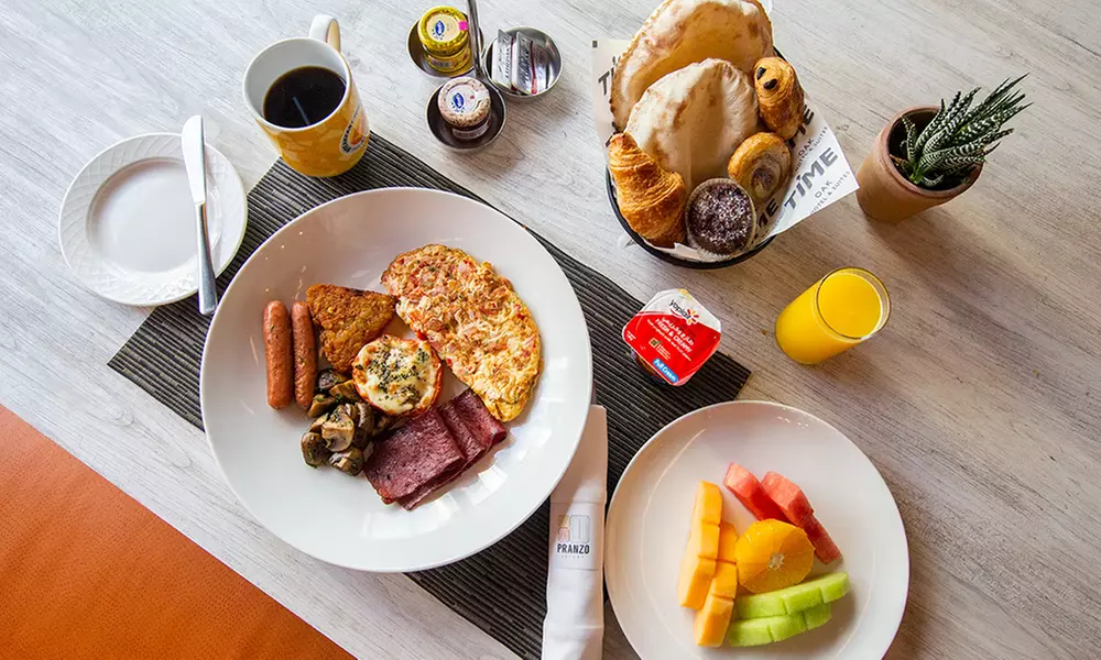 Breakfast Buffet w/ Soft Beverages w/ Optional Pool Access for 1 Child or Up to 4 Adults at Pranzo at 4* Time Oaks Hotel - Primary Image