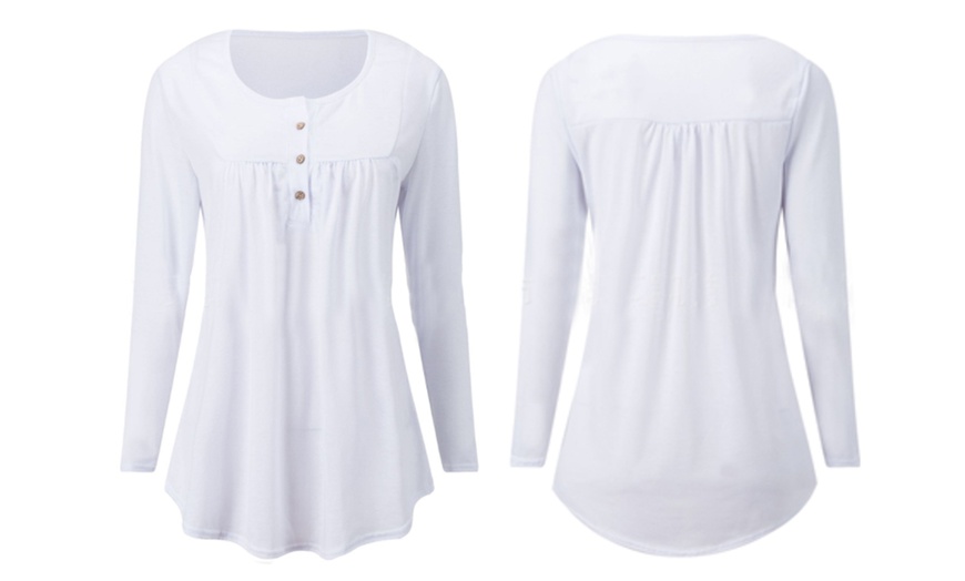 Image 4: Women's Long Sleeve Button Placket Top