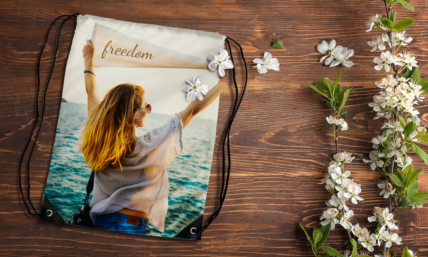 Personalized Drawstring Backpack with Custom Images & Text from Printerpix (Up to 70% Off). 6 Options Available. - Primary Image