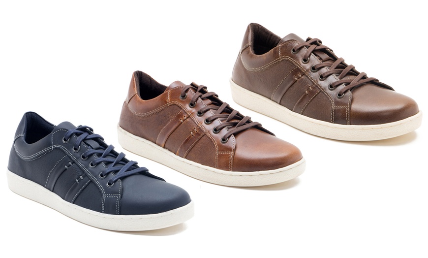 Image 1: Men's Casual Leather Trainers