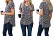 Women's Leopard Hacci Sweater Knit Loose V-Neck Tee - Plus Sizes Available - Second Medium