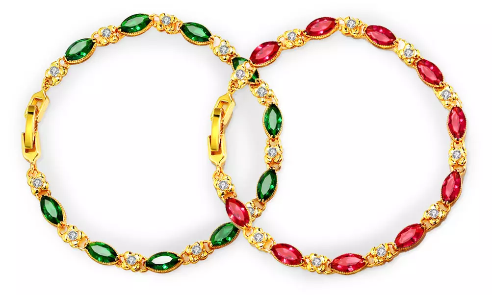 1 ou 2 bracelets plaqués or avec pierres zircon, coloris au choix - Primary Image