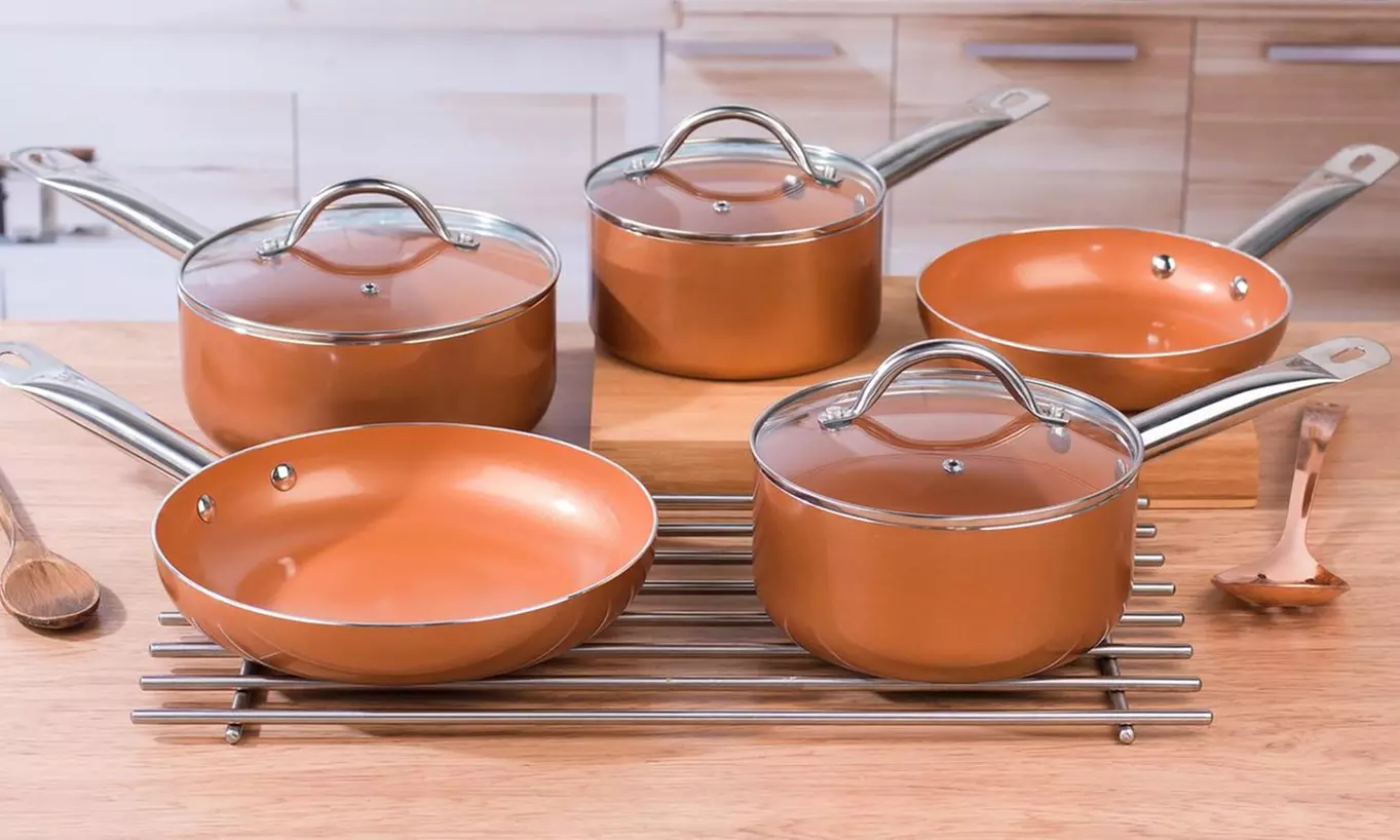 3 ou 5 casseroles et/ou poêles en cuivre et céramique Salter - Primary Image