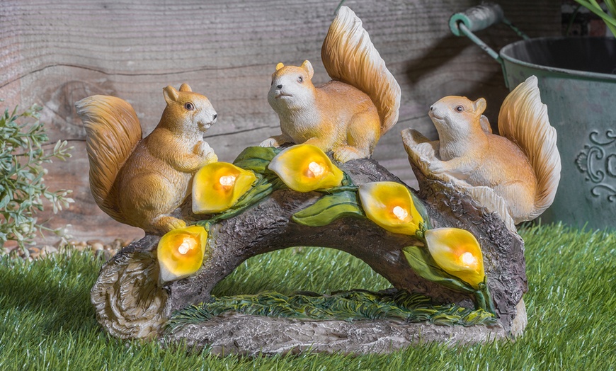 Image 6: One or Two Solar-Powered LED Illuminated Squirrels on Log Decorations