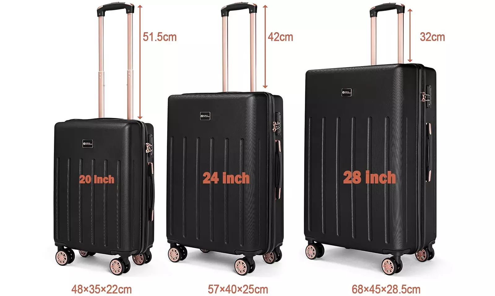 Three-Piece Luggage Set Hard Shell ABS With TSA Lock