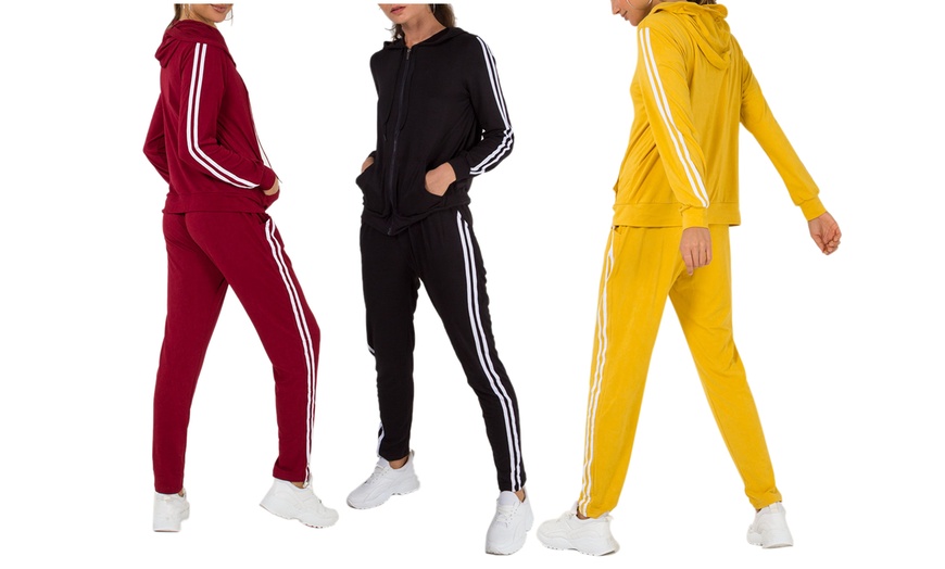 QED London Supersoft side stripe tracksuit | Groupon