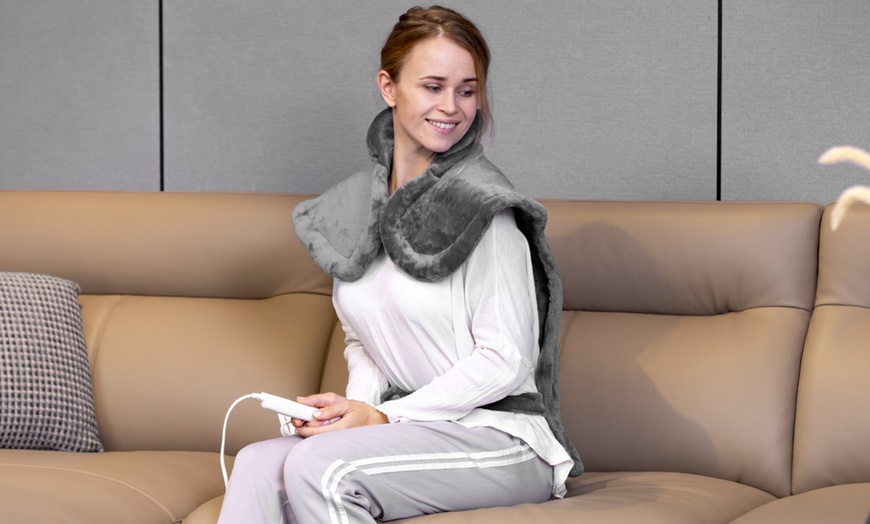 Image 1: Heated Neck, Shoulder, and Back Body Wrap - Variable Heat Settings