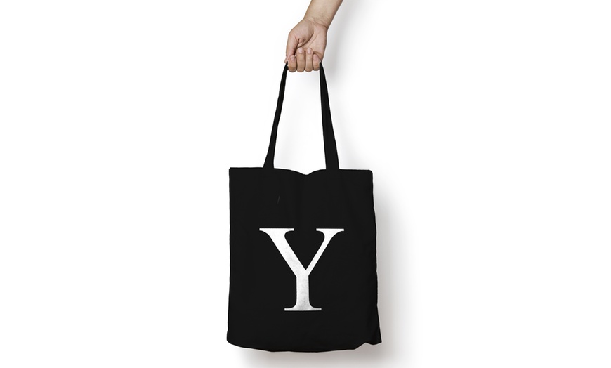 Image 26: Alphabet Letter Cotton Tote Bag