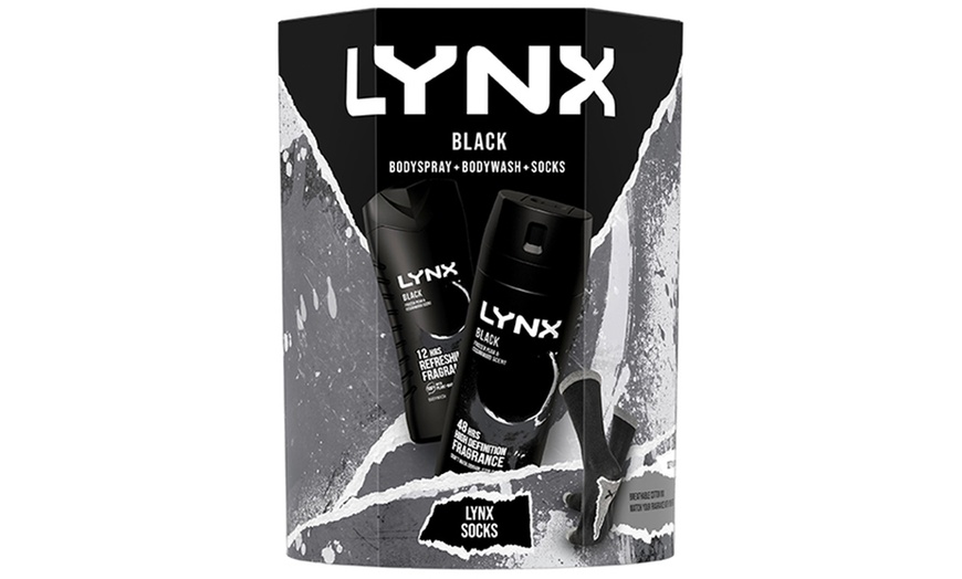 Image 3: Lynx Black Men's Gift Set: Body Wash, Body Spray with Socks