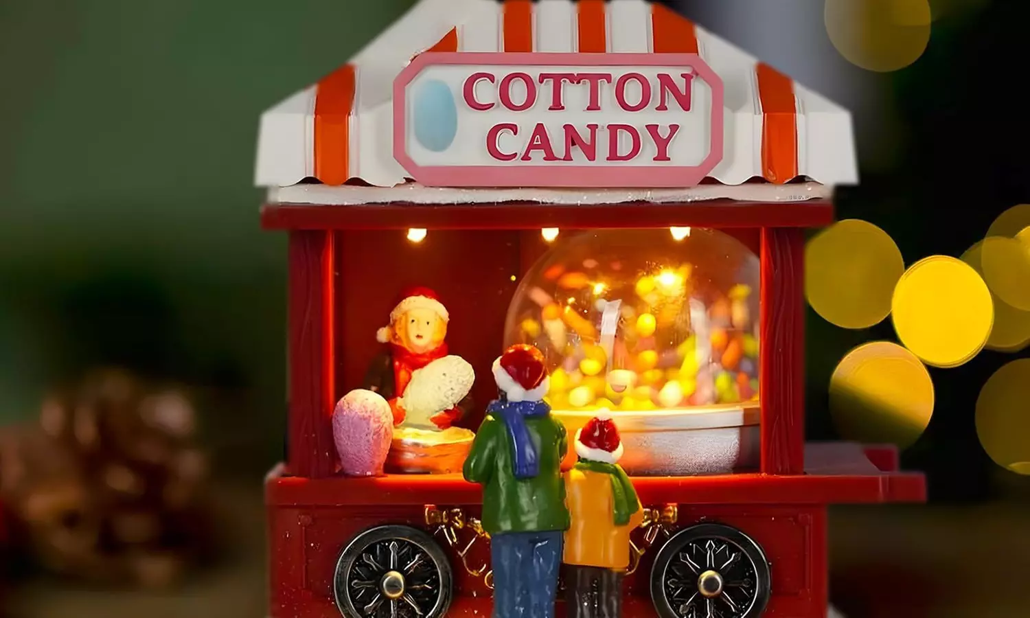 Weihnachtliche Szene mit Musik und Beleuchtung