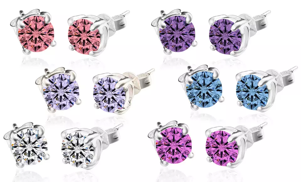 Stud Earrings with Swarovski Crystal. Multiple Colors Available. Free Returns. - Primary Image
