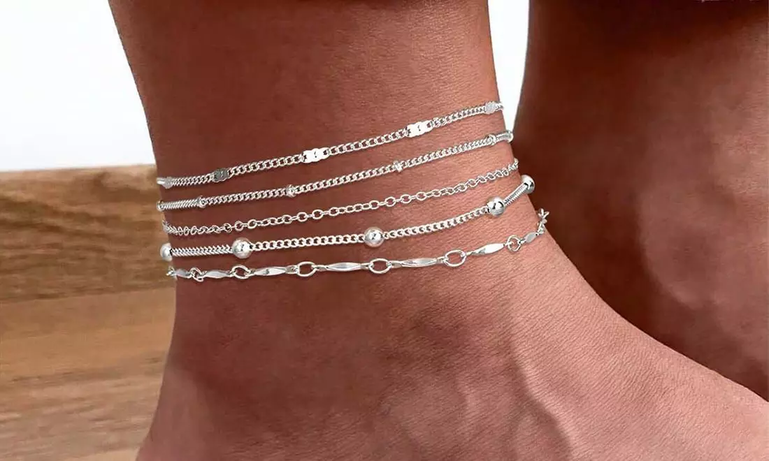 1 of 2 sets van 5 verstelbare enkelbandjes