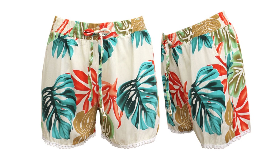 Image 17: Printed Pom-Pom Hem Cotton Shorts