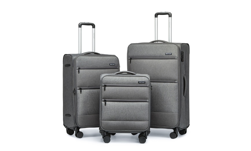 Image 17: Individual or 3 piece Soft Shell Suitcase Set