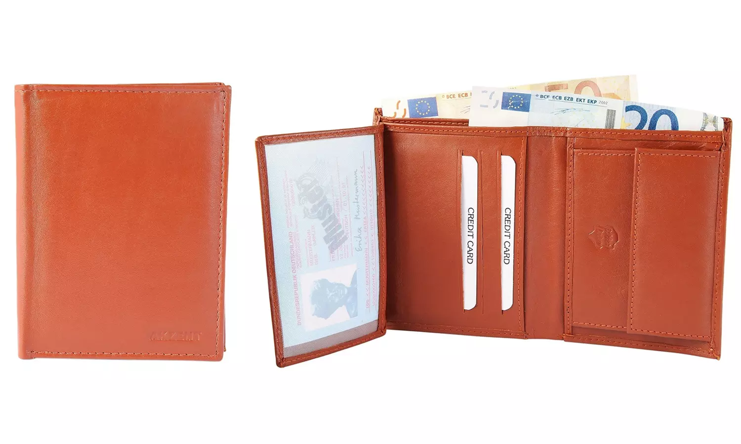 1x, 2x, oder 3x Herren- oder Unisex-Geldbörse aus Leder