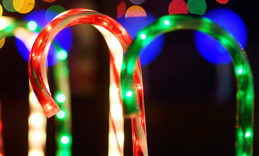 Image 9: Battery-Operated Christmas Candy Cane Pathway Lights