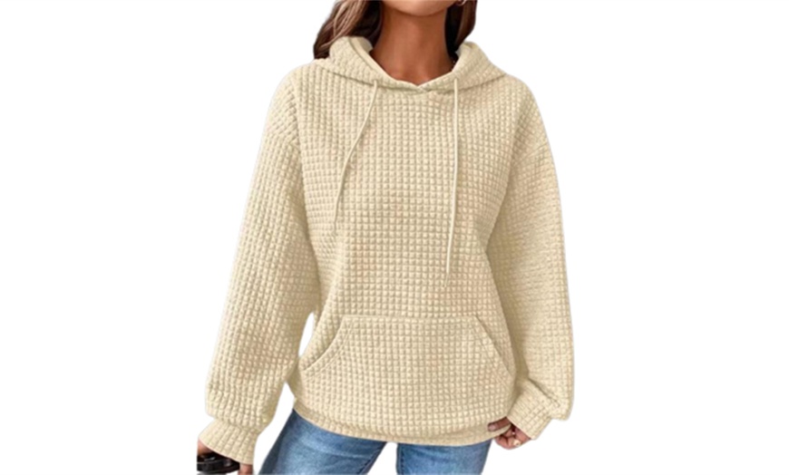 Image 9: Women's Casual Waffle Pullover Sweatshirt