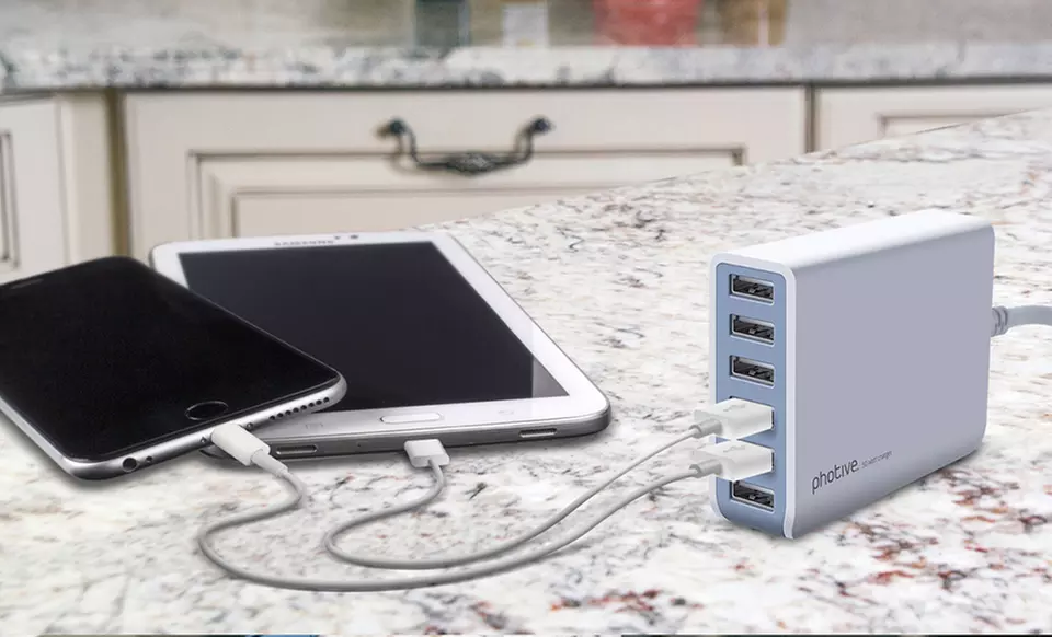 Photive 60-Watt 6-Port Rapid Intelligent USB Desktop Charger with Auto Detect Technology - Primary Image