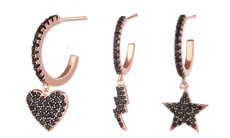 Mono-orecchino ad anello con zirconi, disponibile in 3 modelli