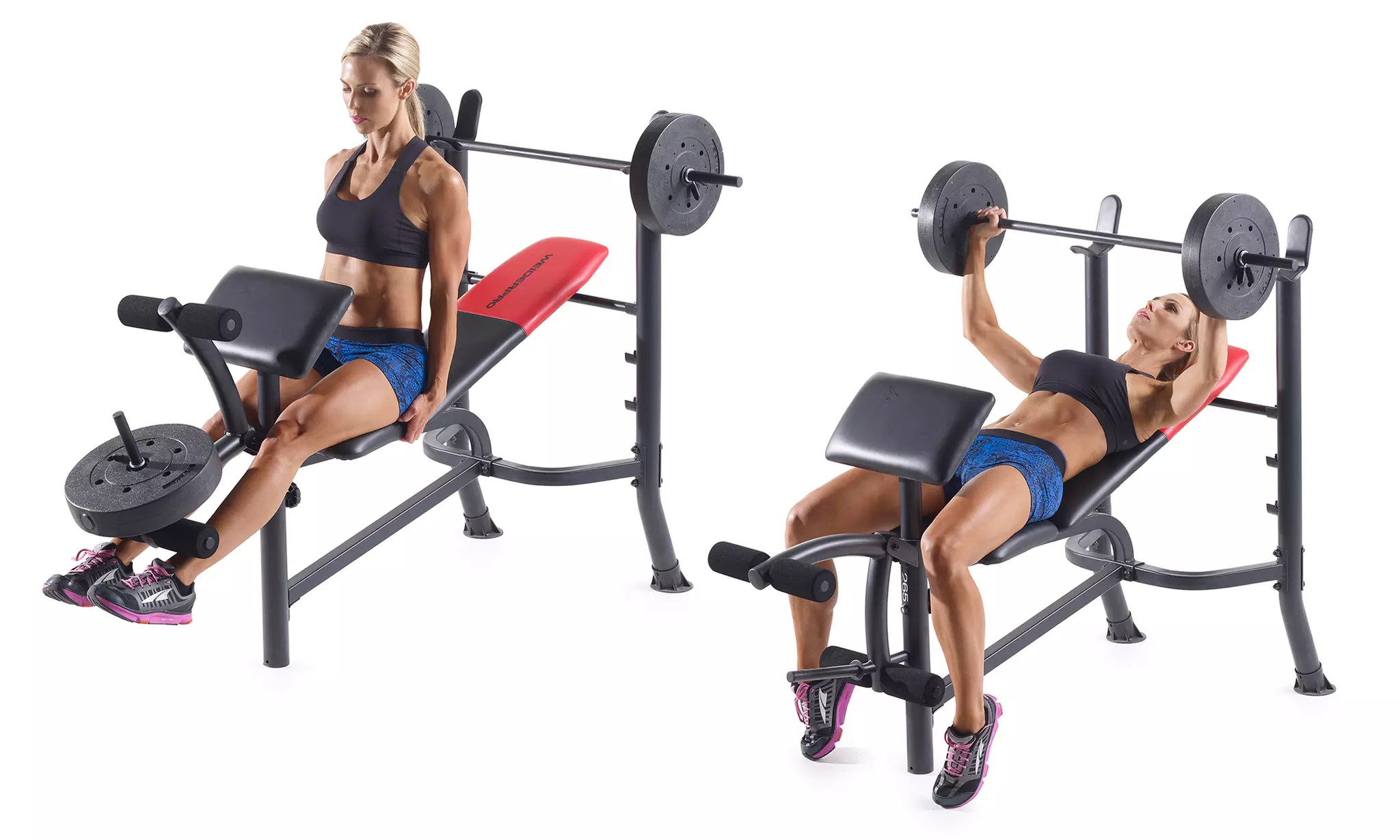 Weider Pro 265 Adjustable Weight Bench with 80 Lb. Weight Set