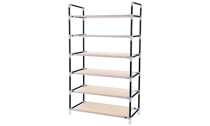 Image 6: Canvas Shelved Shoe Storage Unit