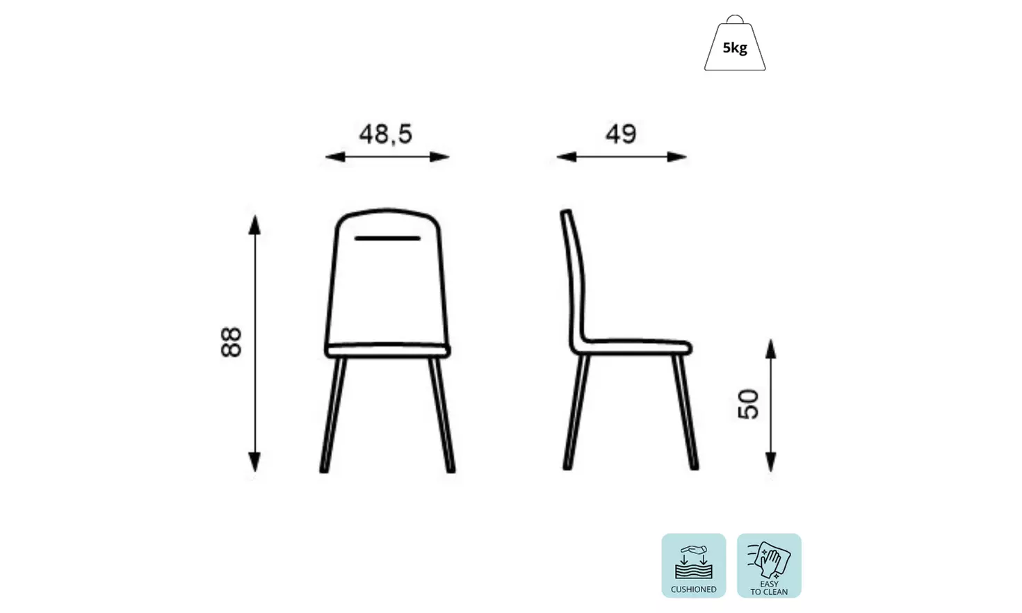 Set di 4 sedie Tia in similpelle