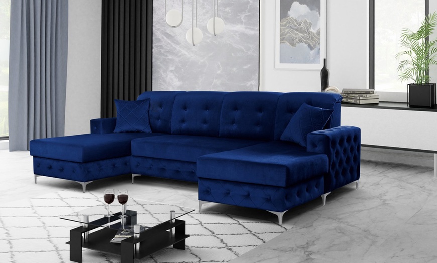 Image 13: Plush Velvet Sofa Bed