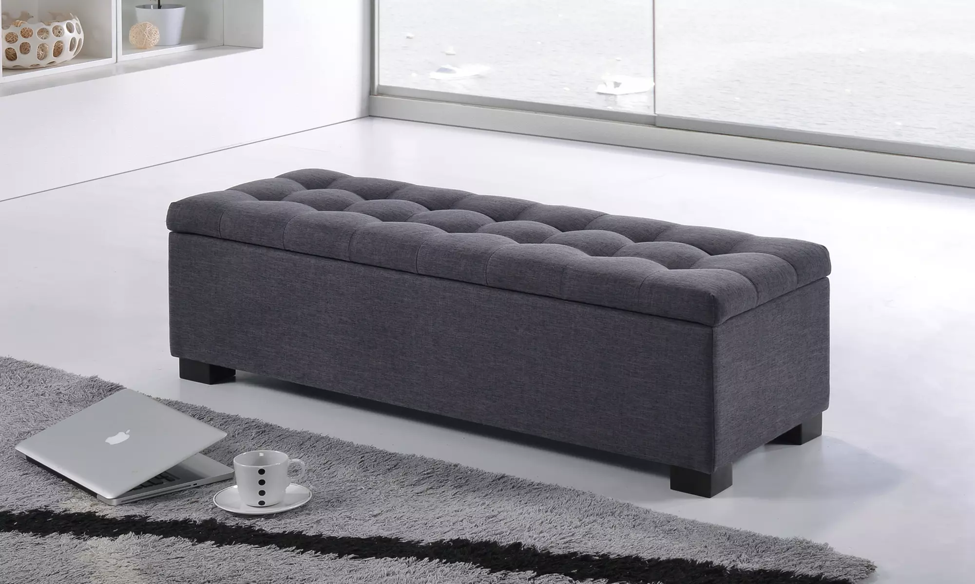 Baxton Studio Roanoke Upholstered Storage Ottoman Bench - Primary Image