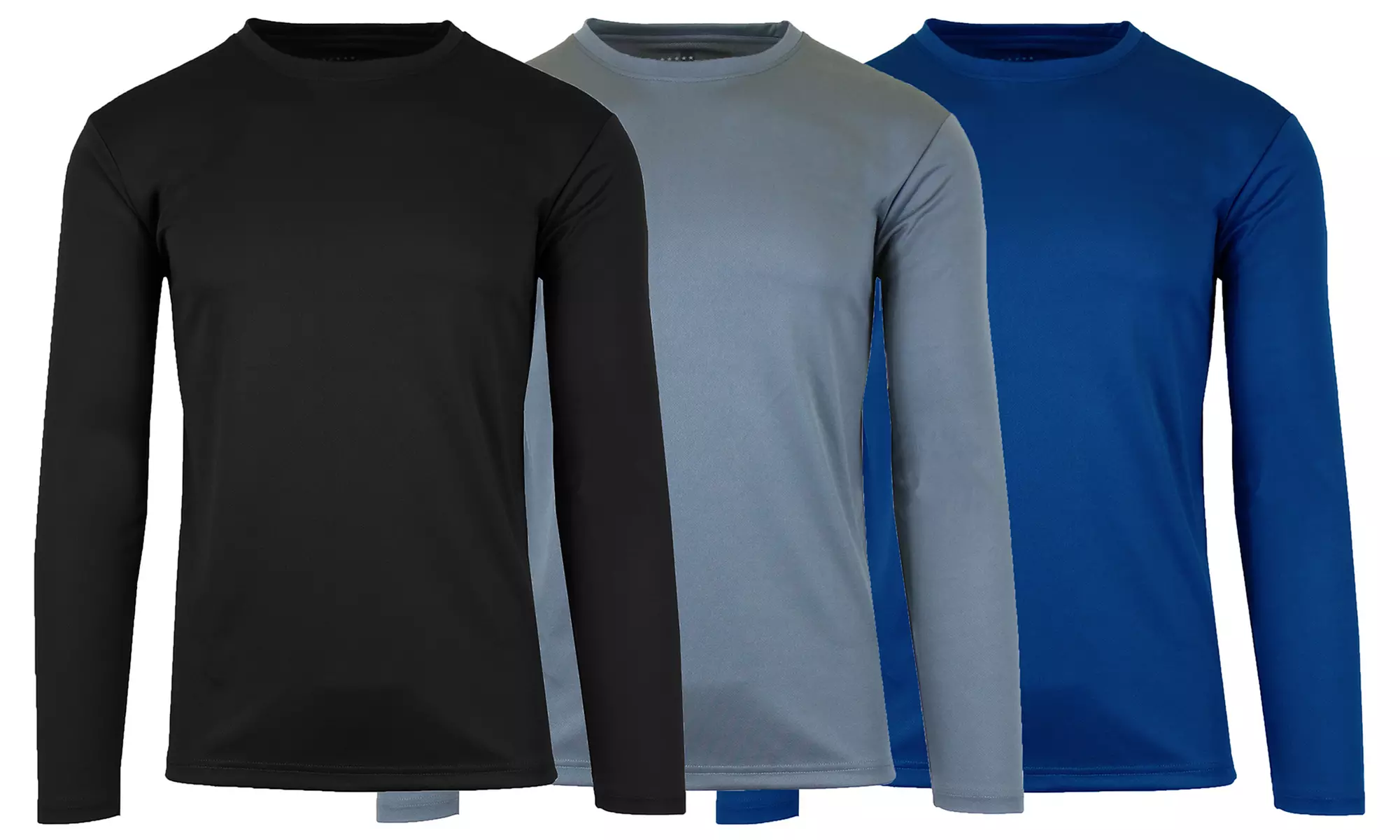 3-Pack Men's Moisture Wicking Long Sleeve Peformance Tagless Tee (Sizes, S-2XL)