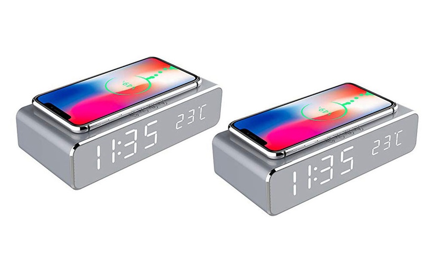 Image 7: One or Two LED Alarm Clocks with Wireless Charger