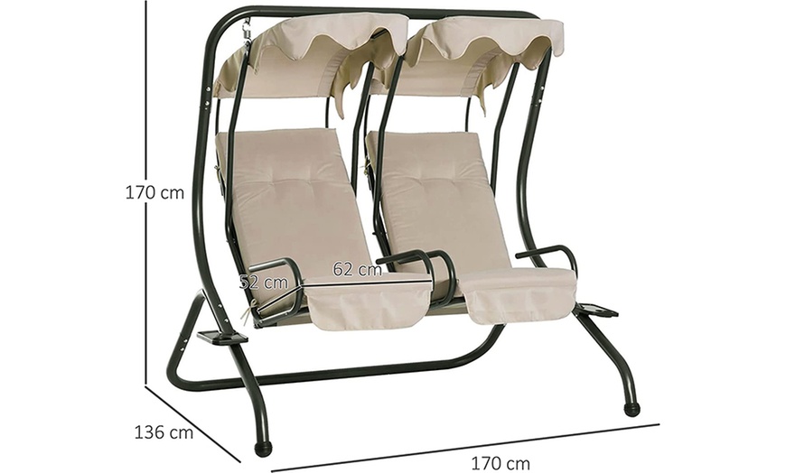 Image 5: Outsunny Twin Single Seat Swing Chair with Canopy