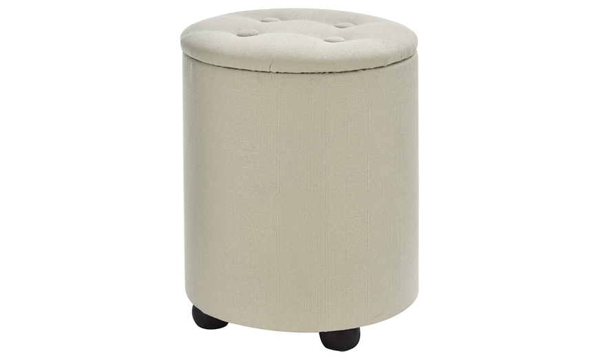 Image 4: HomCom Linen Tufted Ottoman
