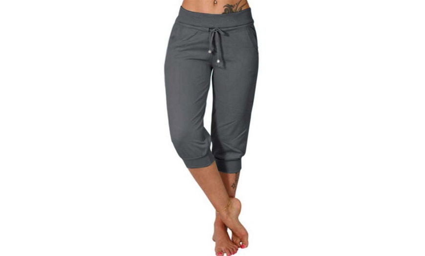 Image 5: Women's Drawstring Workout Cropped Joggers