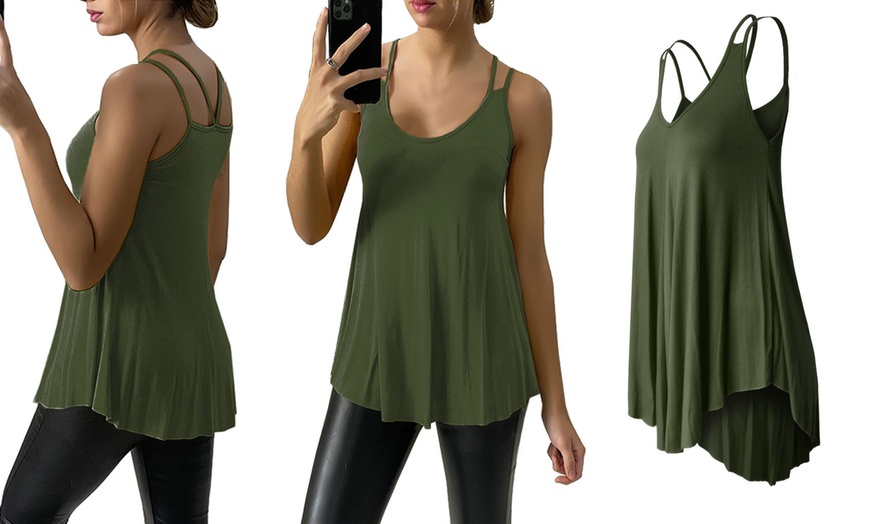 Image 8: Spaghetti Strap Loose Fit Swing Vest Top