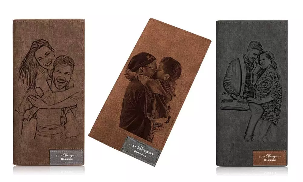 1 or 2 Personalized Women's Wallets with Engraved Photo and Message