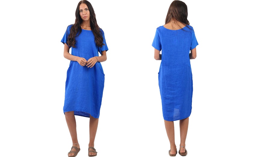 Image 8: Women's Plain Cotton Midi Dress with Pockets