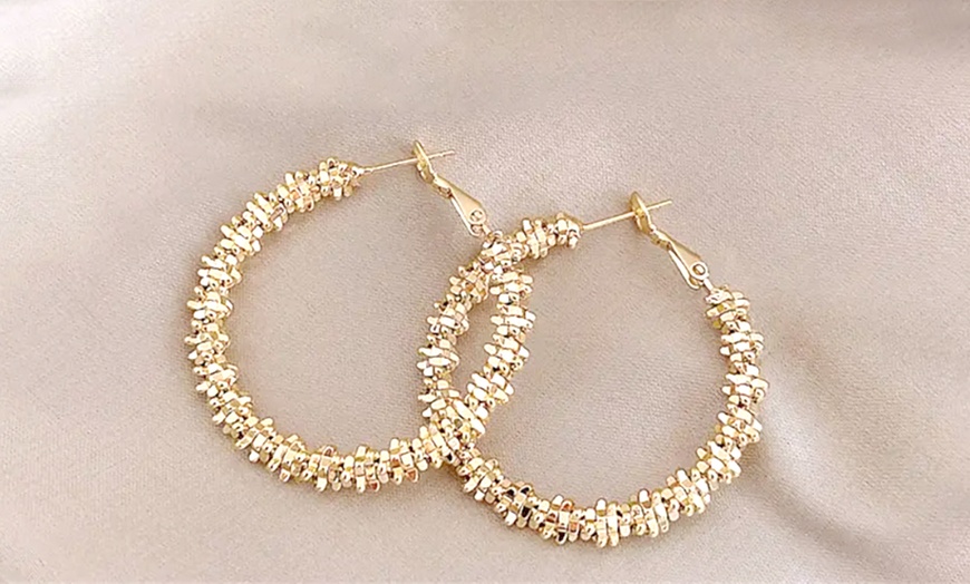 Image 1: Gold-Tone Chunky Hoop Earrings