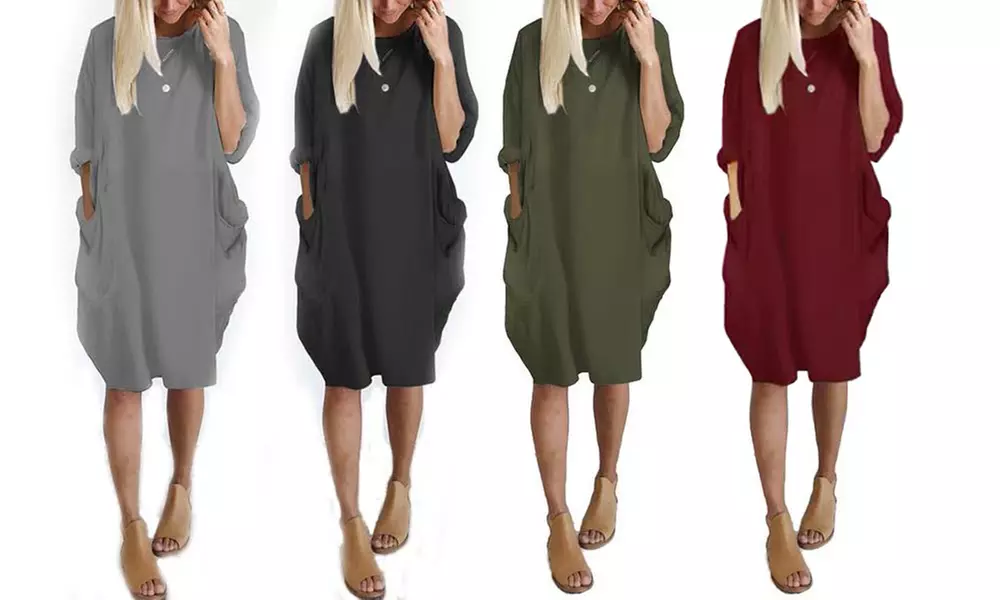 Leo Rosi Women's Hailey Lightweight Oversized Sweater Knit Dress with Pockets - Primary Image