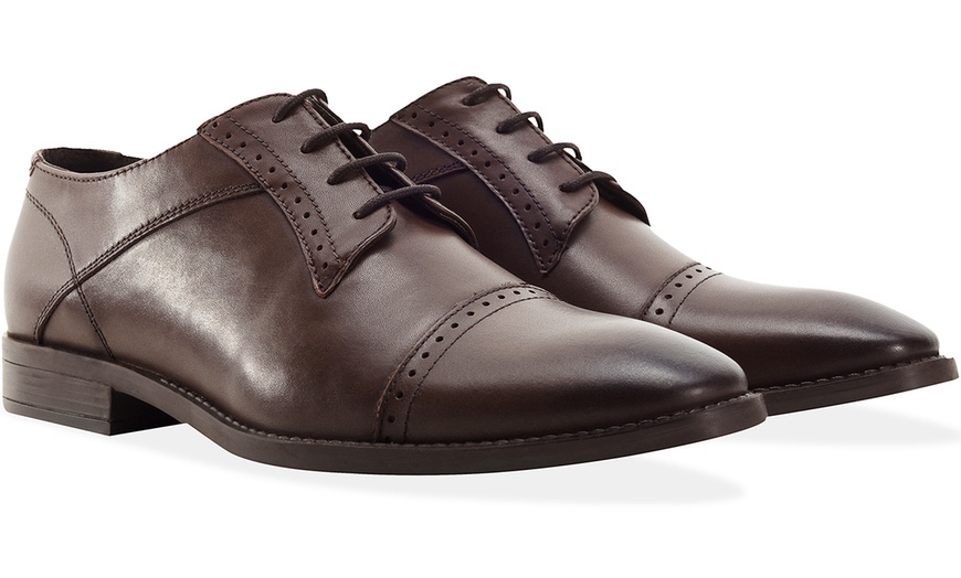 Image 2: Men's Leather Derby Toe Cap Shoes