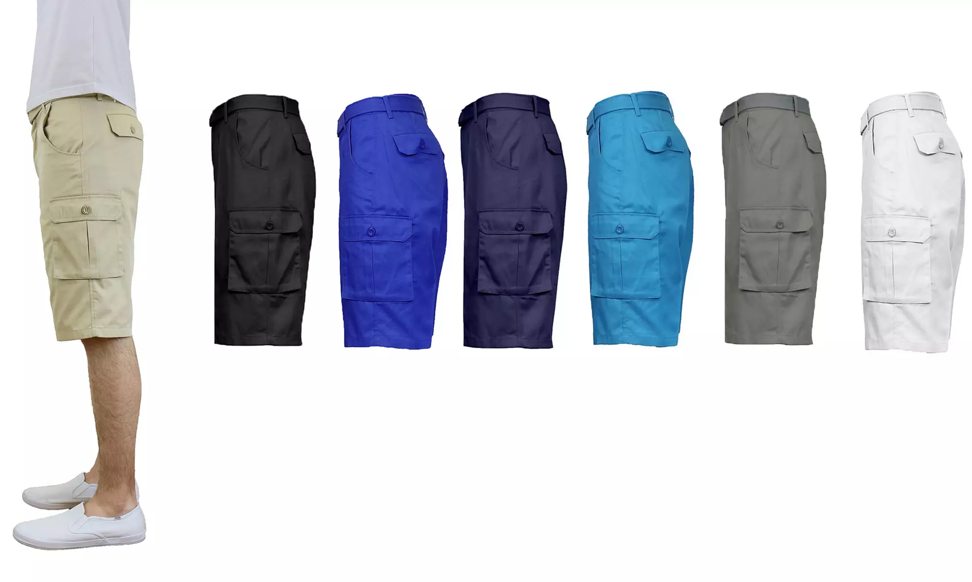 Galaxy by Harvic Men's Flat-Front Belted Cargo Shorts - Primary Image