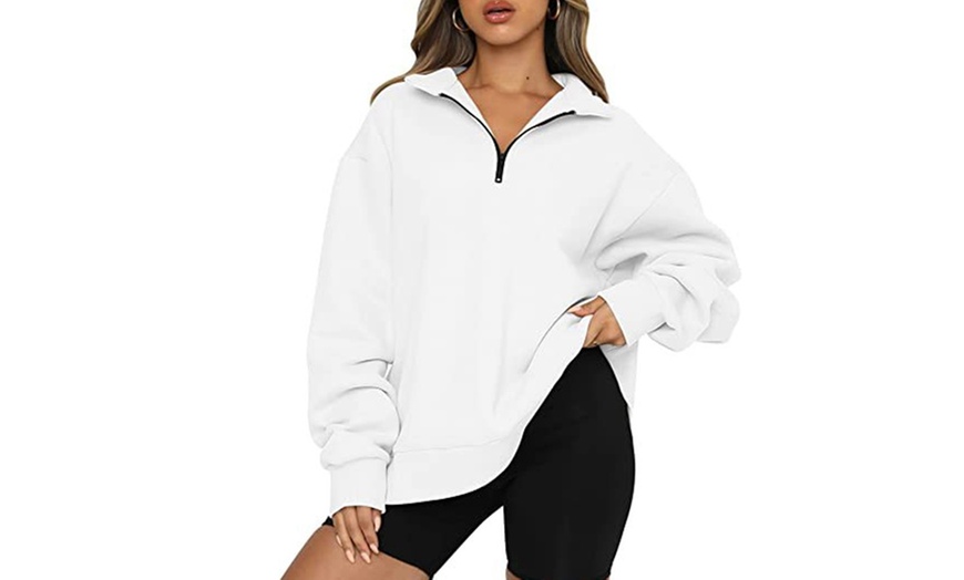 Image 5: Womens Half Zip Casual Pullover Sweatshirt