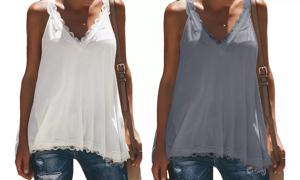 1 ou 2 tops pour femme liseret dentelle, col V - Second Medium