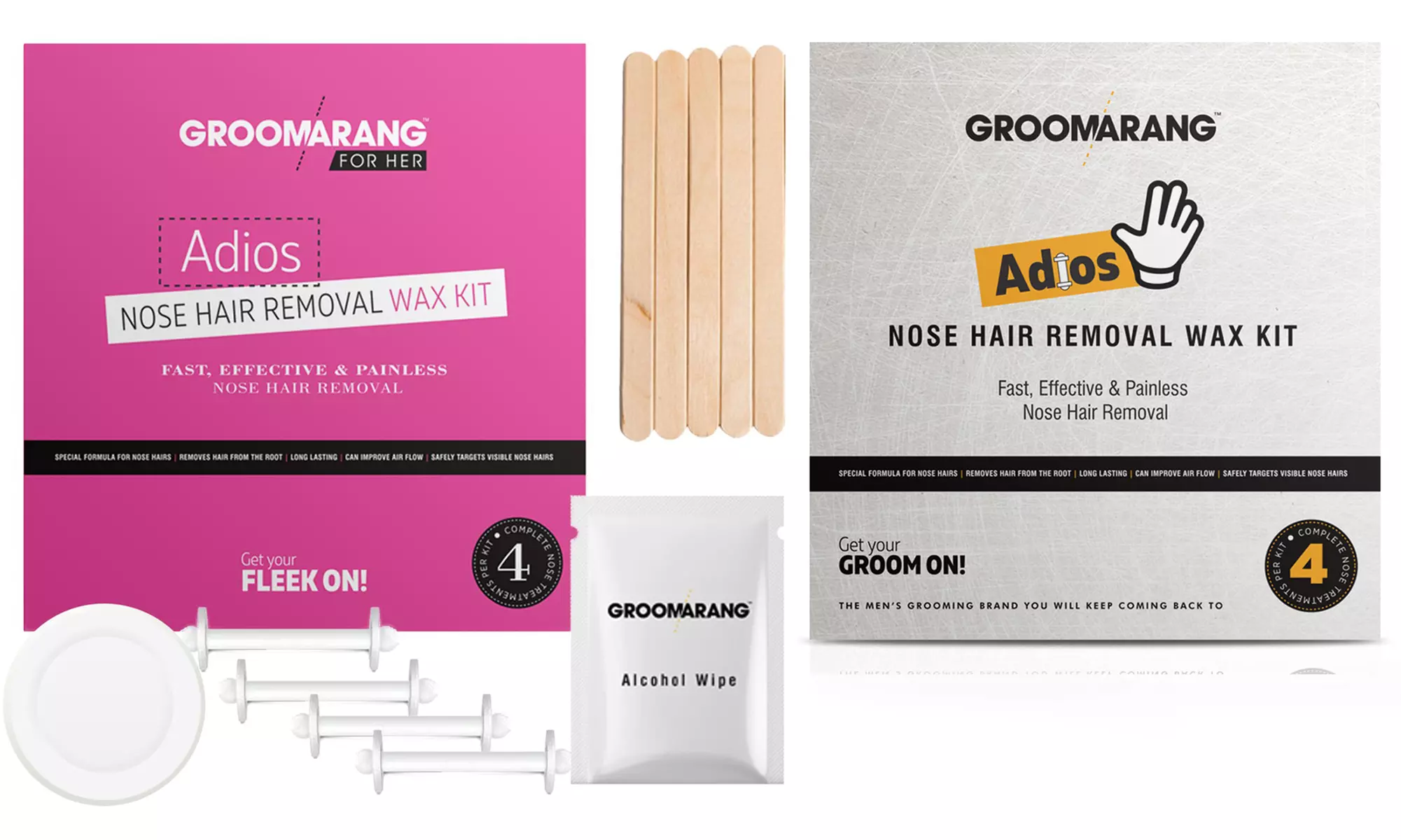 1, 2 ou 3 kits d'épilation du nez à la cire pour lui ou our elle Groomarang - Primary Image