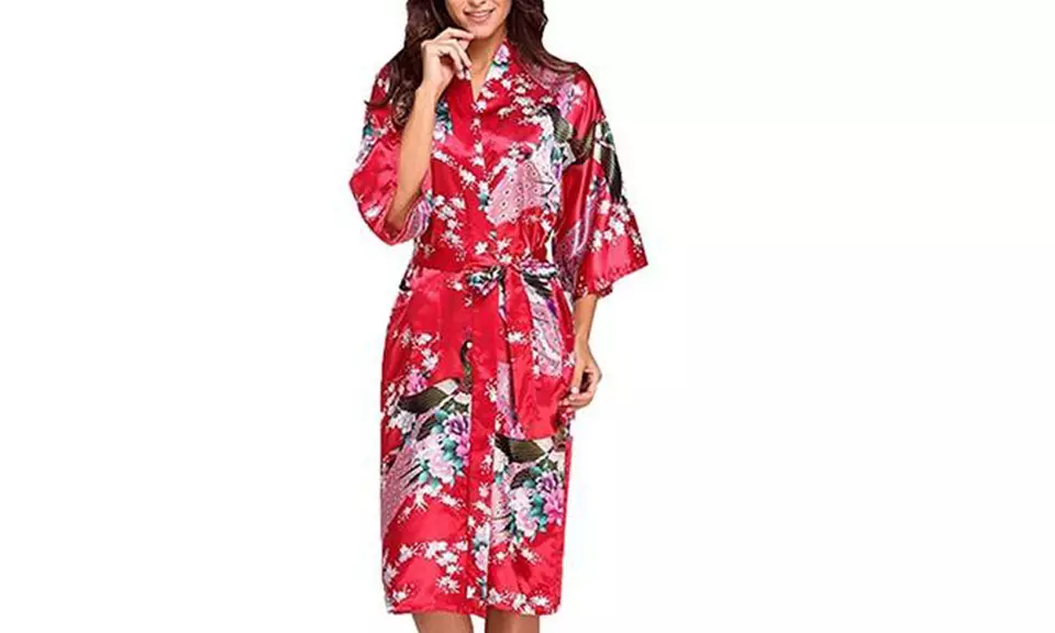 Robe de chambre Kimono en soie imprimés fleuris - Second Medium
