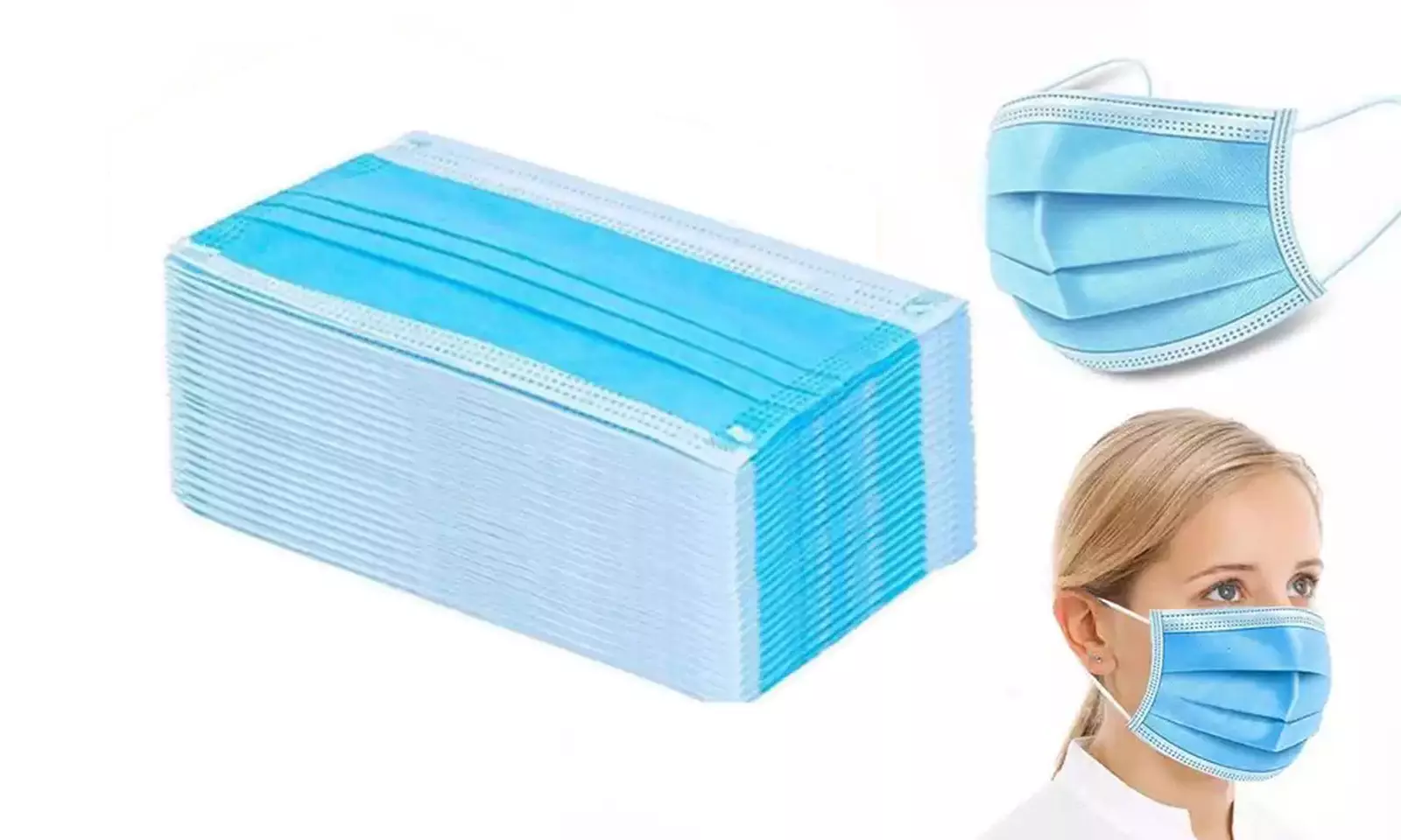 Lot de 100 masques jetables 3 plis - Primary Image