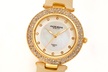 Akribos XXIV Women's Diamond Dial & Crystal Bezel Genuine Leather Watch - Second Medium
