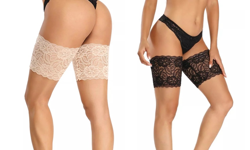 Image 7: One or Two Pairs of Elasticated Lace Anti-Chafe Thigh Bands