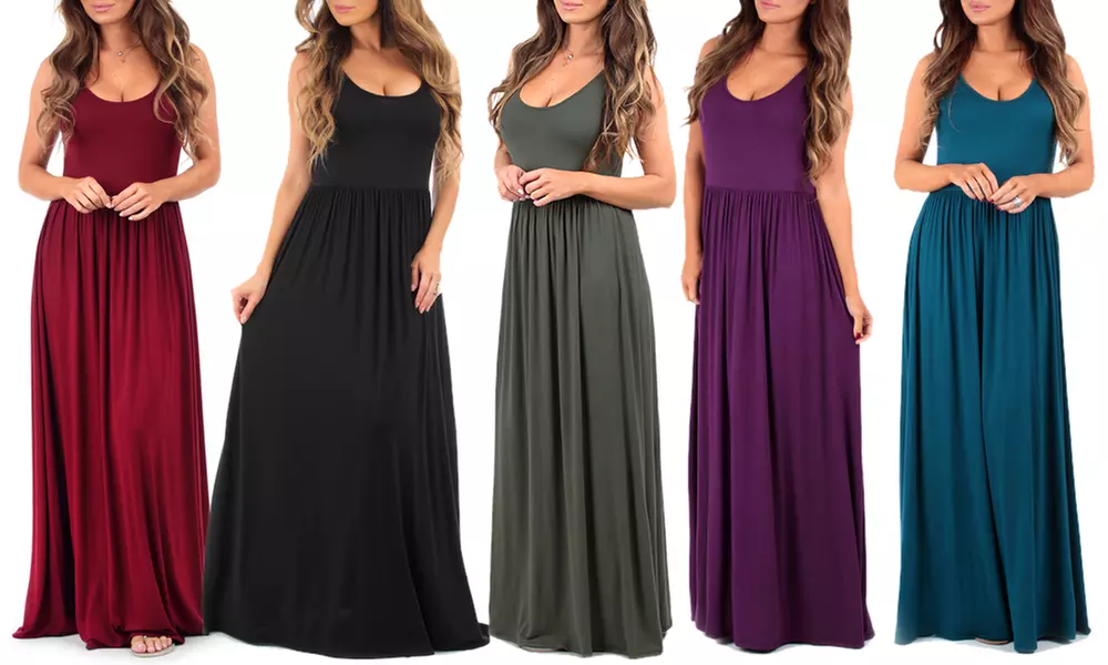 Women's Ruched Maxi Dress in Regular and Plus Sizes - Primary Image