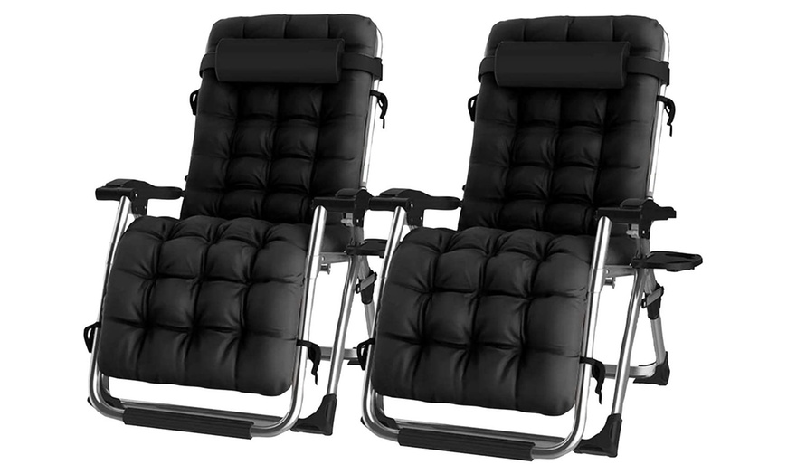 Image 4: Deluxe Padded Seat Extra Wide Gravity Chair 